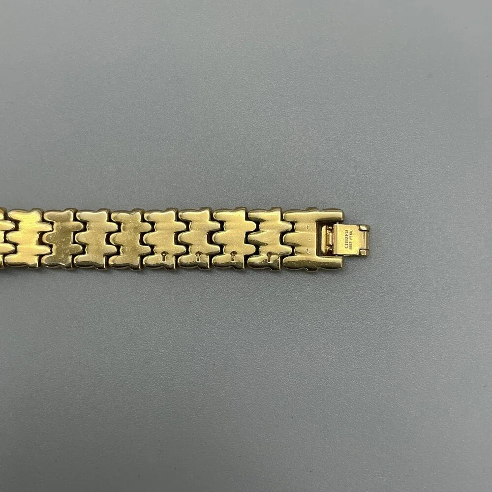 Vtg Citizen Elegance Womens Watch 14mm MOP Gold Tone Hidden Dial New Battery
